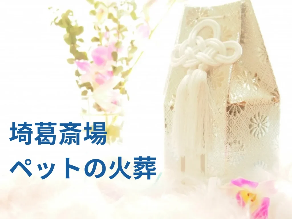 ペットの遺骨の写真と埼葛斎場ペットの火葬のテキスト