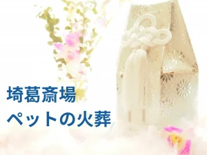 ペットの遺骨の写真と埼葛斎場ペットの火葬のテキスト