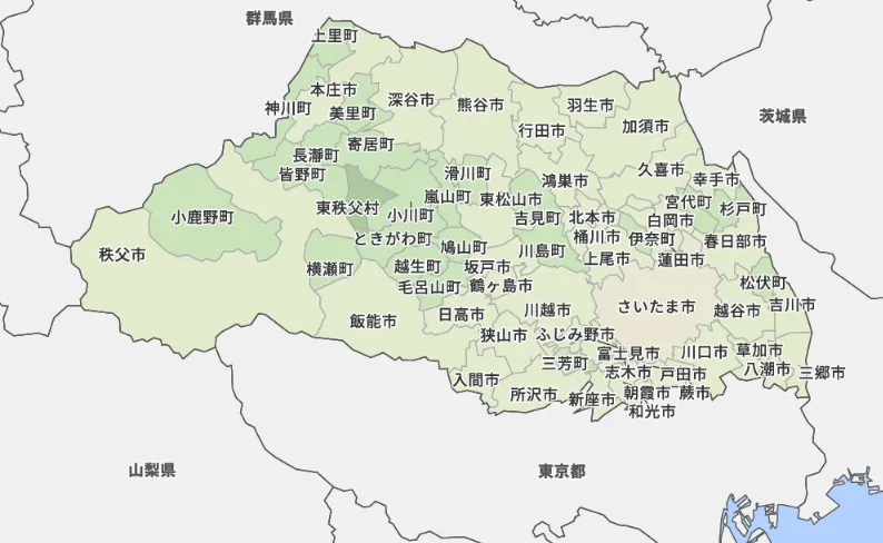 埼玉県・東京都の地図